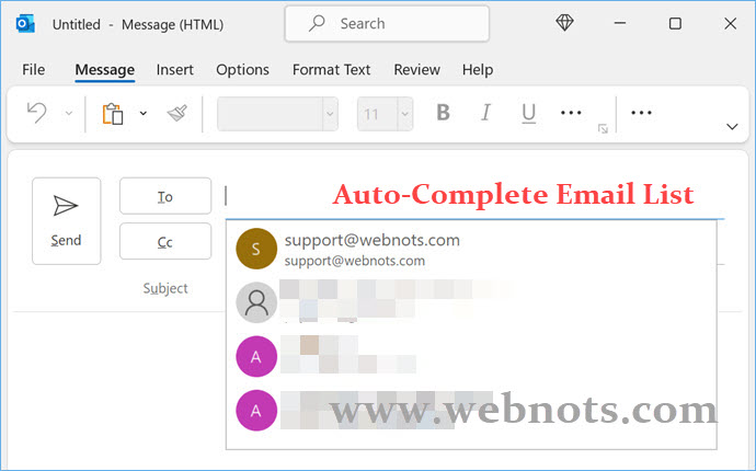 Outlook автозаполнение адресов как включить